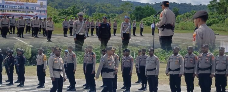 Apel Gelar Pasukan Ops Ketupat Cartenz-2026 Dalam Rangka Pelayanan Idul Fitri 1447h Tahun 2026 Polres Mamberamo Raya