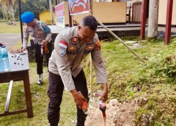 Polsek Numfor Barat Musnahkan Puluhan Botol Miras Hasil Sitaan Operasi Lilin 2025