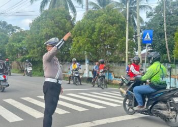 Sat Lantas Polres Sarmi Intensifkan Strong Point Pagi, Wujudkan Lalu Lintas Aman dan Lancar
