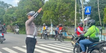 Sat Lantas Polres Sarmi Intensifkan Strong Point Pagi, Wujudkan Lalu Lintas Aman dan Lancar