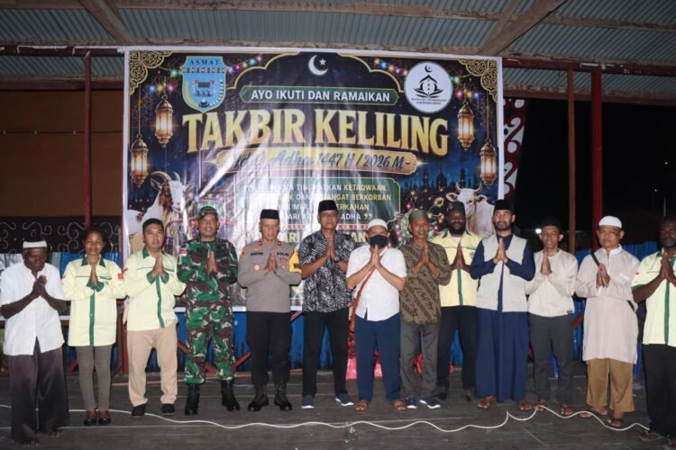 Polres Asmat Amankan Pawai Takbir Keliling, Malam Idul Adha di Agats Berlangsung Aman dan Penuh Kebersamaan 