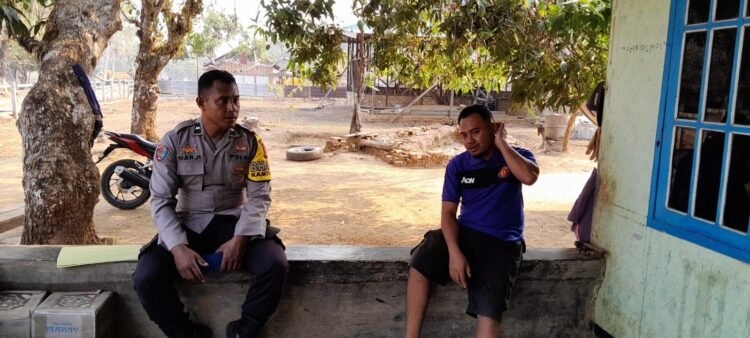 Sambangi Warga Kampung Makarti Jaya, Bhabinkamtibmas Jagebob Perkuat Kamtibmas