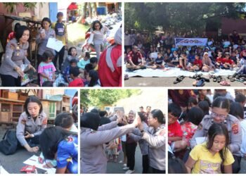 Lewat Trauma Healing, Polwan Polda Papua Bangkitkan Keceriaan Anak Korban Kebakaran