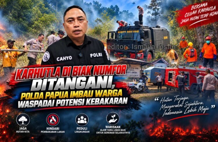 Karhutla di Biak Numfor Ditangani, Polda Papua Imbau Warga Waspadai Potensi Kebakaran