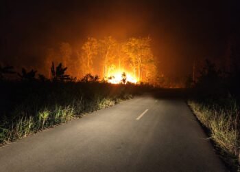 Polsek Jagebob Padamkan Kebakaran Hutan dan Lahan di Kampung Belanding Kakayu