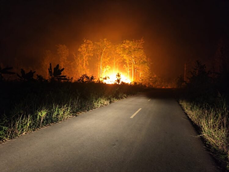 Polsek Jagebob Padamkan Kebakaran Hutan dan Lahan di Kampung Belanding Kakayu