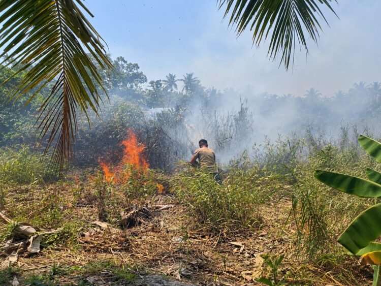 Sinergi Polri, TNI dan Warga, Kebakaran Lahan di Kampung Harapan Makmur Berhasil Dipadamkan