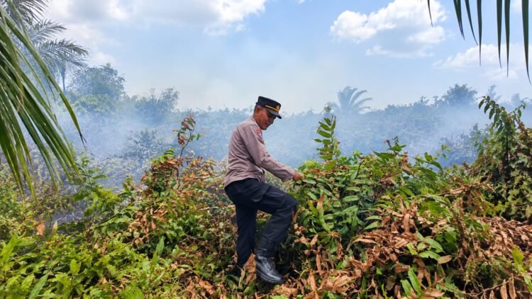 Gerak Cepat Polsek Kurik Padamkan Kebakaran Lahan di Kampung Wonorejo