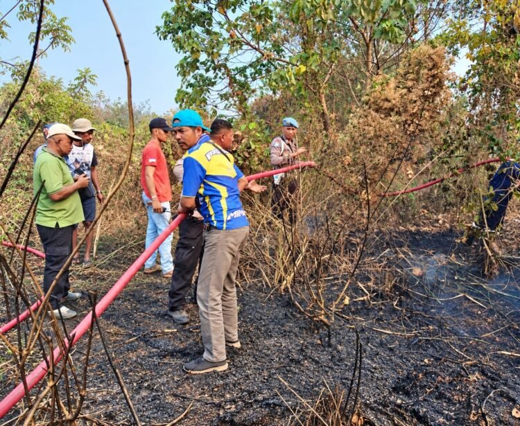 Gabungan Aparat Bersama Personel Polsek Kurik Padamkan Kebakaran Lahan di Kampung Wonorejo